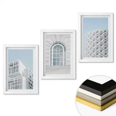 Sada 3 obrazov v ráme Moderná architektúra v minimalistickom štýle