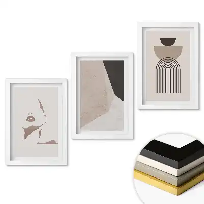 Set obrazov na stenu s abstraktnými tvarmi a minimalistickými líniami