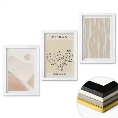 Set obrazov na stenu Moderná grafika v tlmených farbách