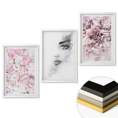Triptych v ráme Kvetinové inšpirácie v odtieňoch ružovej