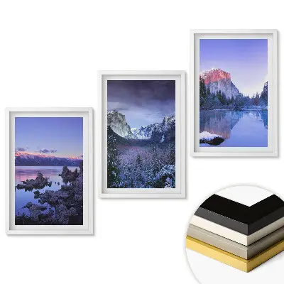 Triptych v ráme s motívom malebnej prírodnej krajiny
