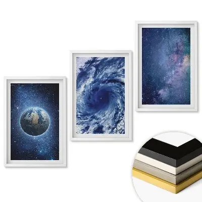 Triptych v ráme Vesmír, hurikán a galaxia