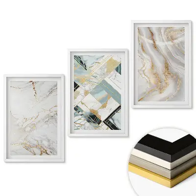 Triptych v ráme Elegancia mramoru