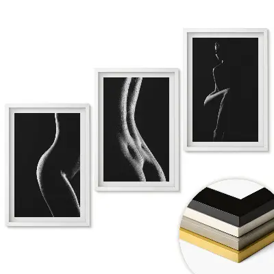 Triptych v ráme Tiene krásy čiernobiele prevedenie
