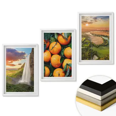 Triptych v ráme Vodopád, pomaranče a malebná krajina