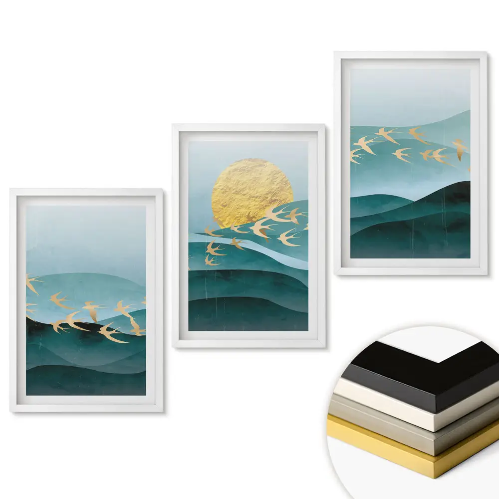 Triptych v ráme Zlaté vtáky nad pokojným morom