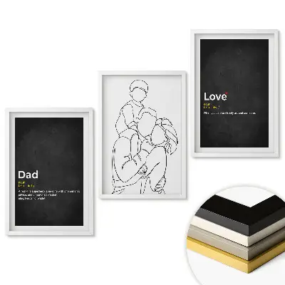 Triptych Rodina v minimalistickom štýle v ráme