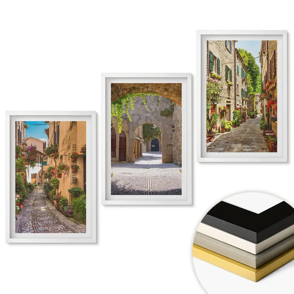 Triptych v ráme Očarujúce uličky malebných mestečiek