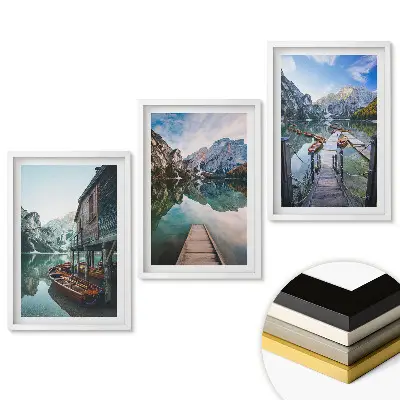 Triptych v ráme Pokoj pri jazere v horách