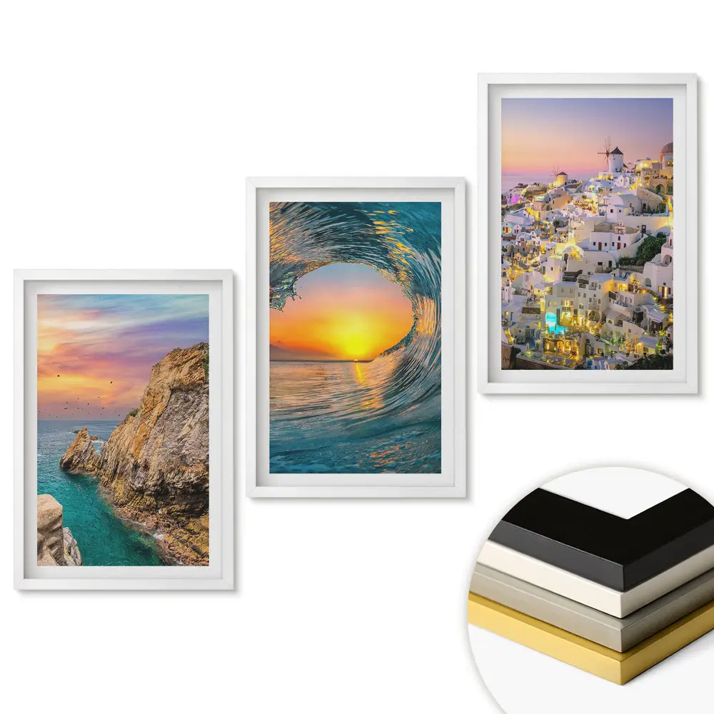 Triptych v ráme Malebné krajiny z rôznych miest