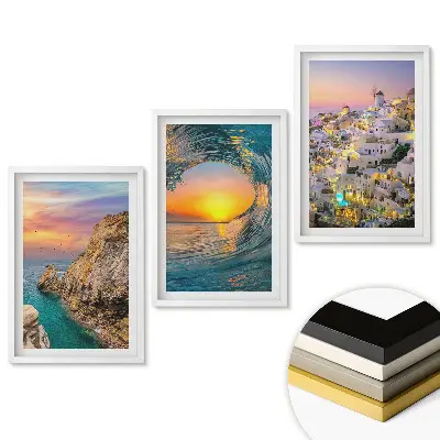 Triptych v ráme Malebné krajiny z rôznych miest
