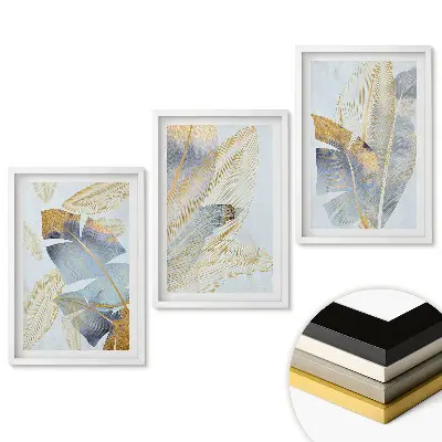 Triptych v ráme Zlaté listy na jemnom pozadí