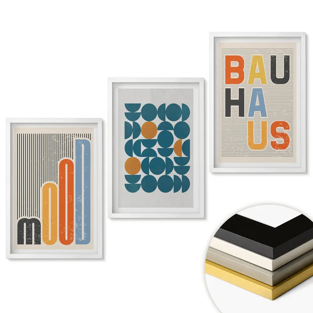 Set obrazov na stenu Moderná grafika v štýle Bauhaus
