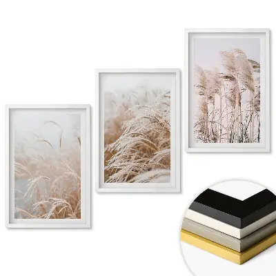 Triptych v ráme Jemné trávy v pastelových odtieňoch