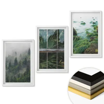 Triptych Zelené krajiny prírody v ráme