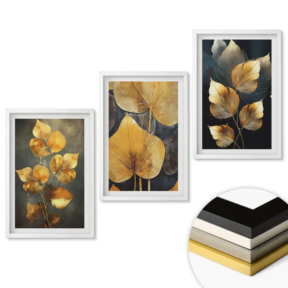 Triptych v ráme Zlaté listy v elegantnom prevedení
