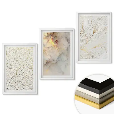 Triptych v ráme s elegantnými motívmi v minimalistickom štýle