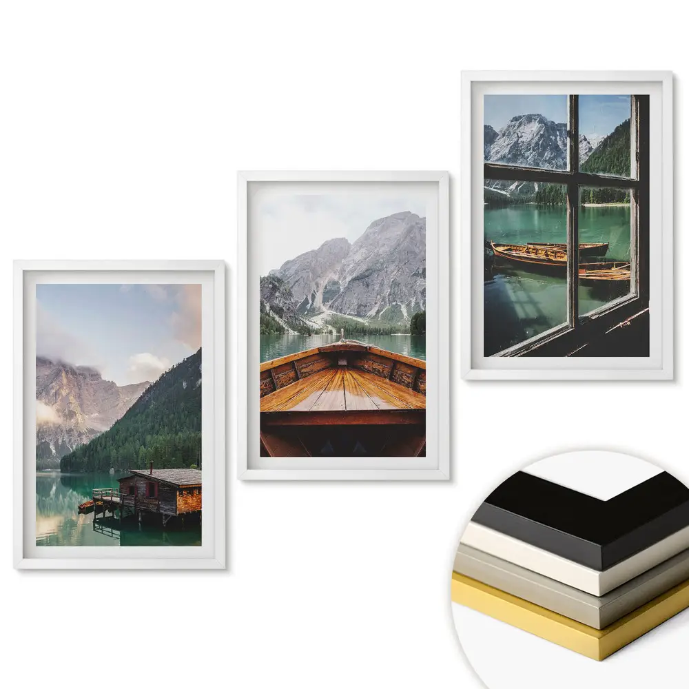 Triptych v ráme Malebné výhľady na horské jazerá