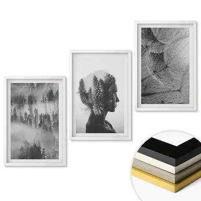 Triptych v ráme Príroda a odrazy v minimalistickom štýle