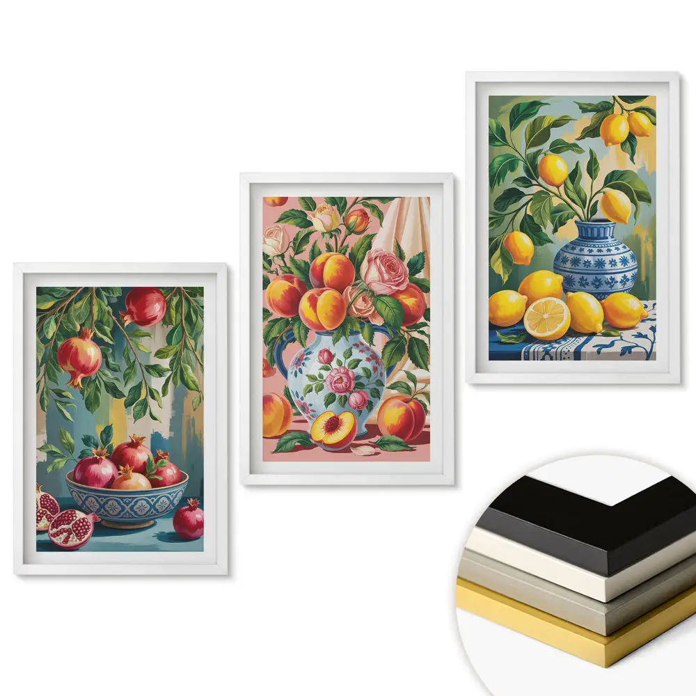 Triptych v ráme Ovocné inšpirácie vo farbách prírody