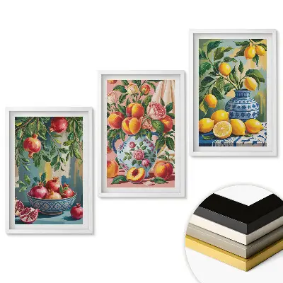 Triptych Ovocné inšpirácie vo farbách prírody v ráme