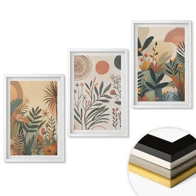 Triptych v ráme Kvetinové kompozície v pastelových odtieňoch