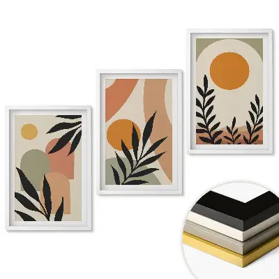 Triptych v ráme Abstraktné kompozície s vegetáciou