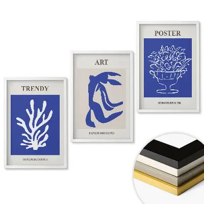 Moderný grafický triptych v ráme
