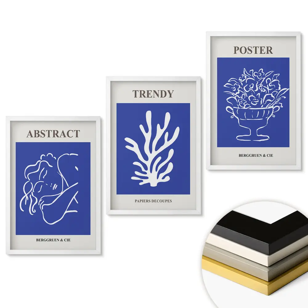 Moderný triptych v ráme s intenzívnymi farbami