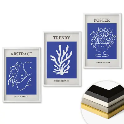 Moderný triptych v ráme s intenzívnymi farbami