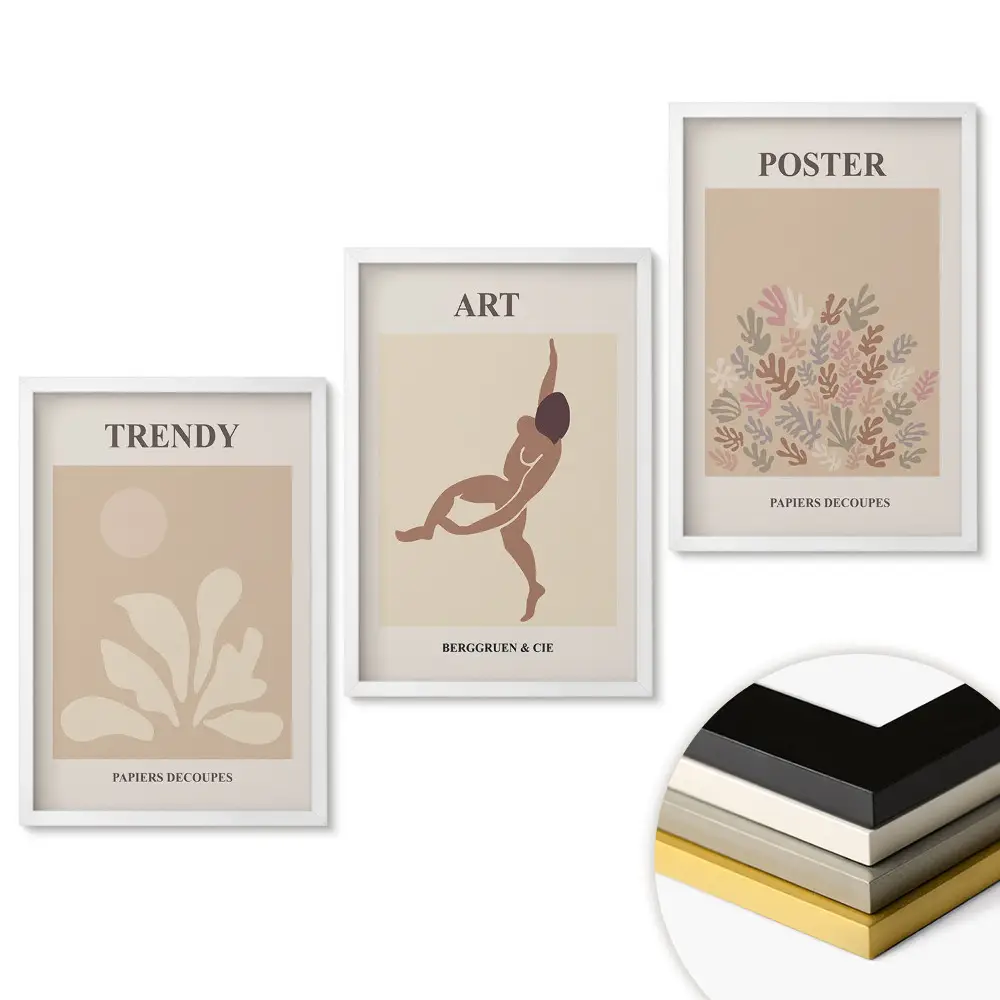 Triptych v ráme Štýlová grafika pre moderné interiéry
