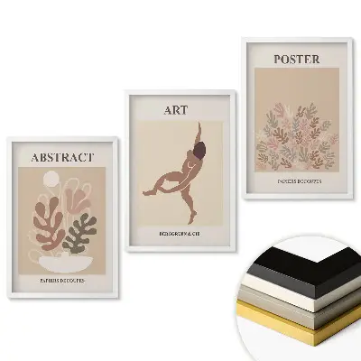 Set obrazov na stenu Moderná grafika v tlmených farbách