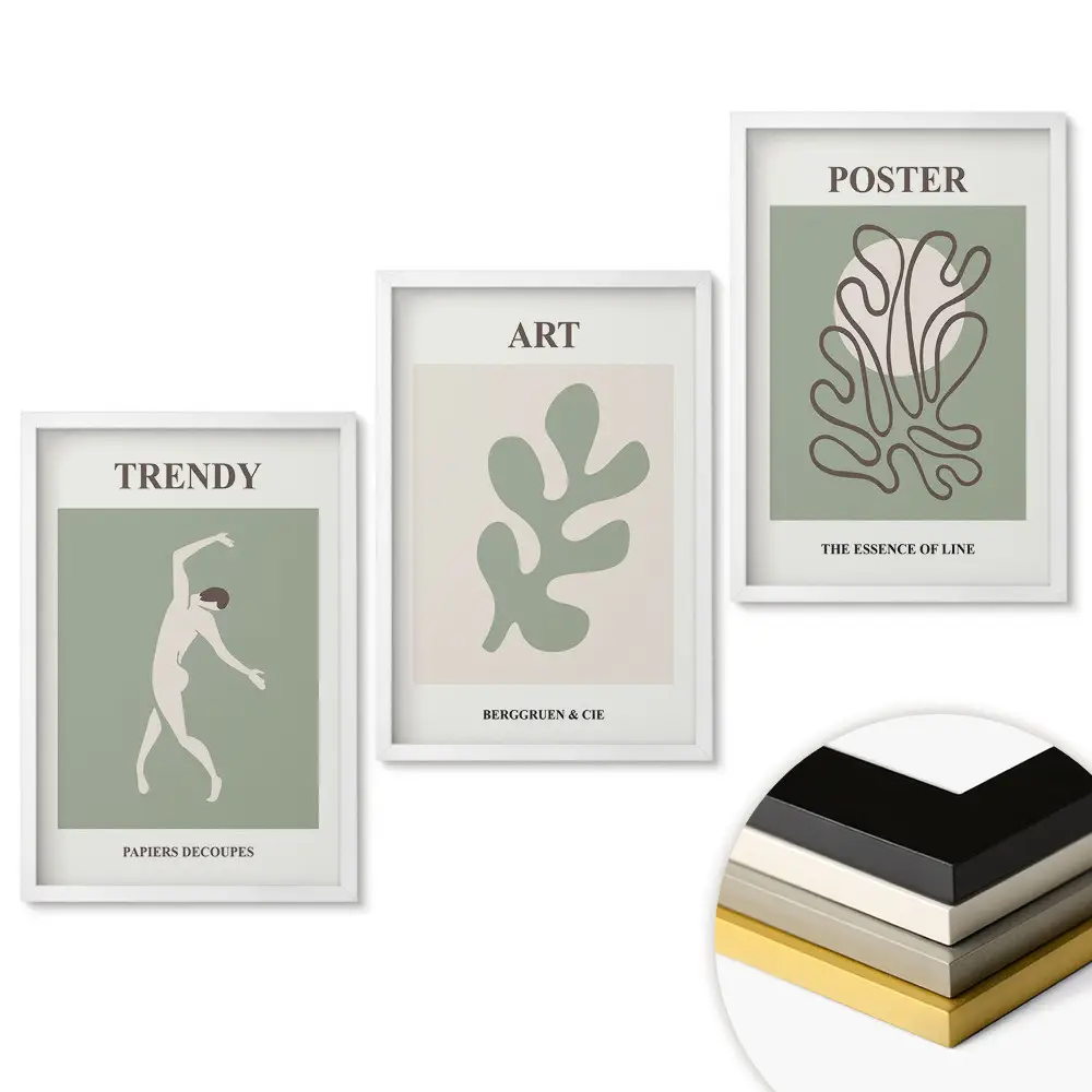 Moderná interiérová grafika v ráme triptych