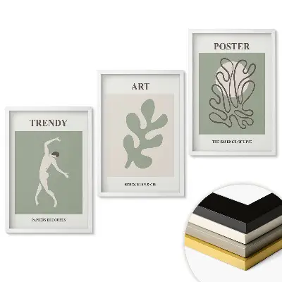 Moderná interiérová grafika v ráme triptych