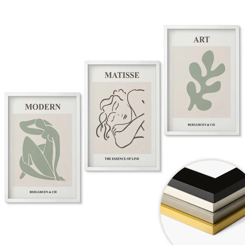 Triptych v ráme Štýlová grafika inšpirovaná moderným umením