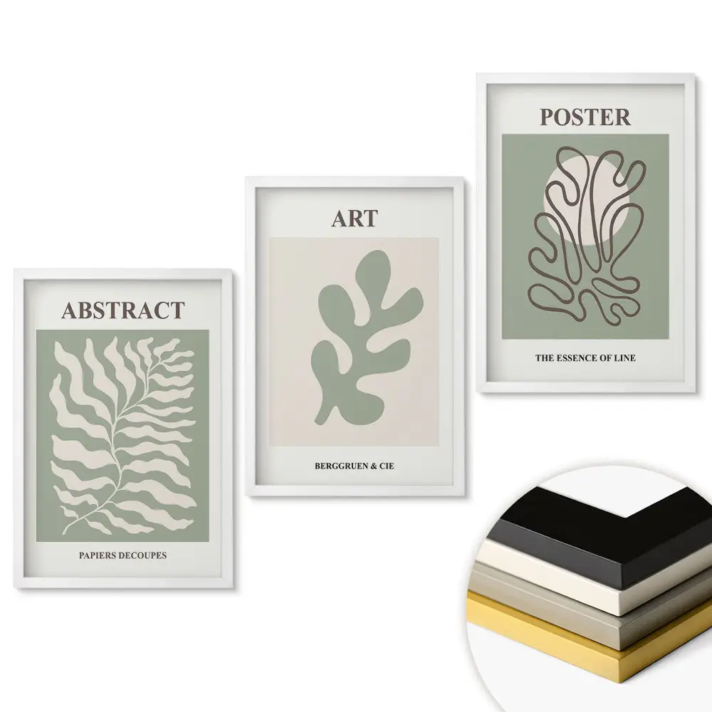 Triptych v ráme s modernou abstraktnou grafikou