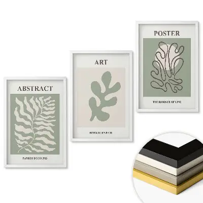 Triptych v ráme s modernou abstraktnou grafikou