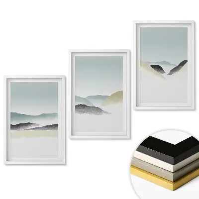 Triptych v ráme Pokojné horské krajiny v pastelových farbách