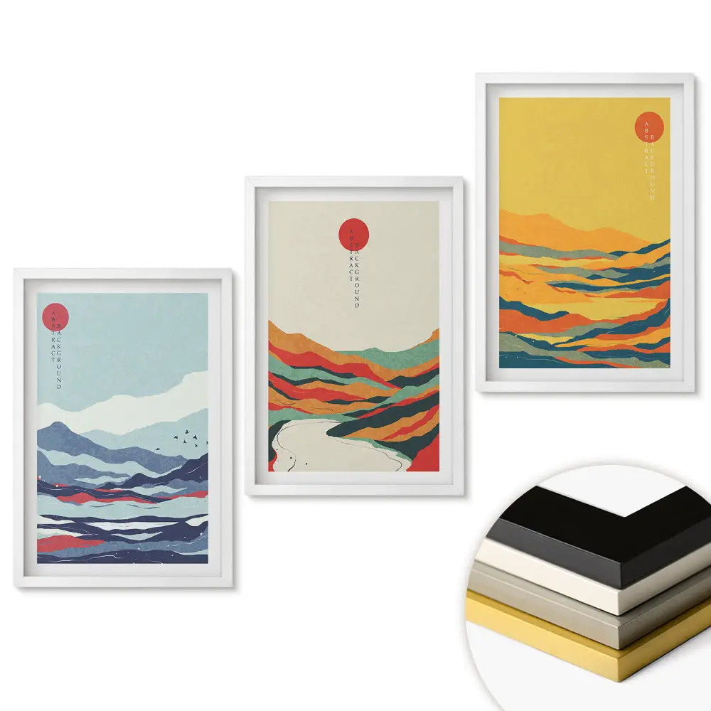 Triptych v ráme Farby prírody v minimalistickom štýle