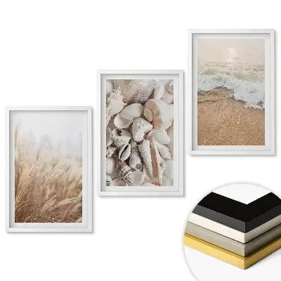 Triptych Príroda v troch pobrežných scenériách v ráme