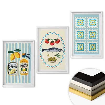 Triptych v ráme Talianske chute na stenu do kuchyne