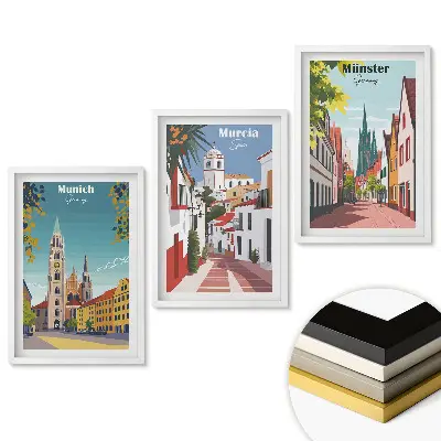 Triptych v ráme Európske mestá v farebnej grafike