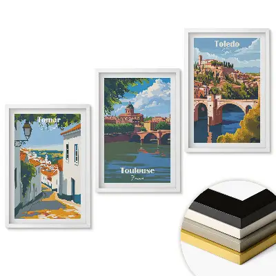 Sada obrazov na stenu Očarujúce európske mestá v ilustráciách