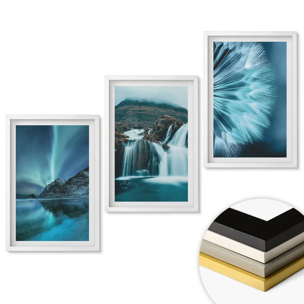 Triptych v ráme Snové krajiny v odtieňoch modrej