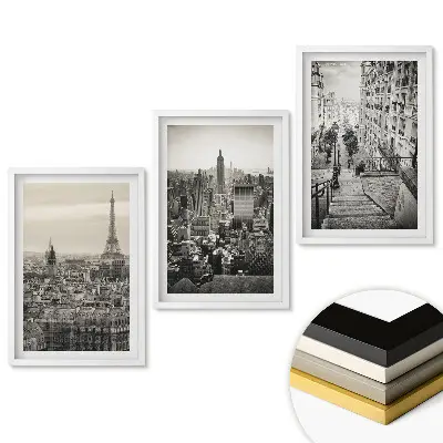Triptych v ráme Mestské scenérie v odtieňoch sivej