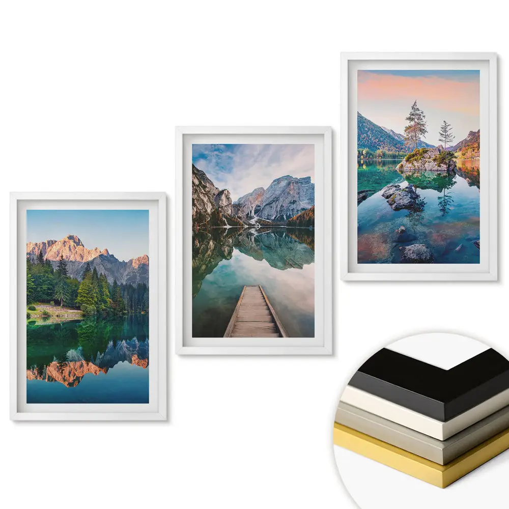Triptych v ráme Malebné horské a vodné krajiny