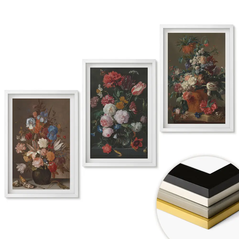 Triptych v ráme Kvetinové kompozície v umeleckom štýle