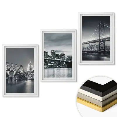 Triptych v ráme Mosty v čiernobielom prevedení
