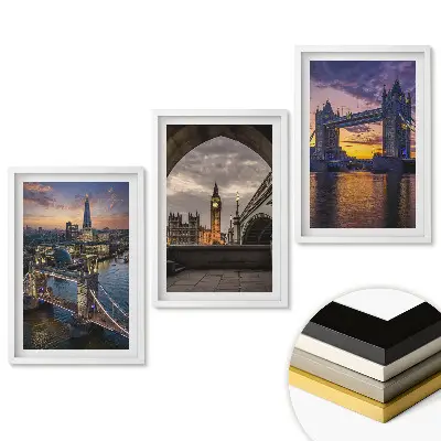 Triptych v ráme Výhľady na Londýn pri západe slnka