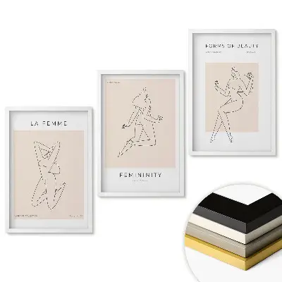 Triptych v ráme Ženská krása v minimalistickom štýle